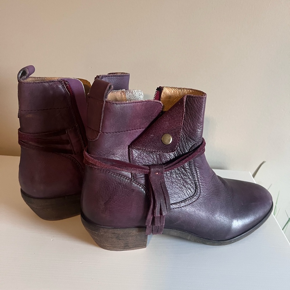Maddison Plum Leather Ankle Boots